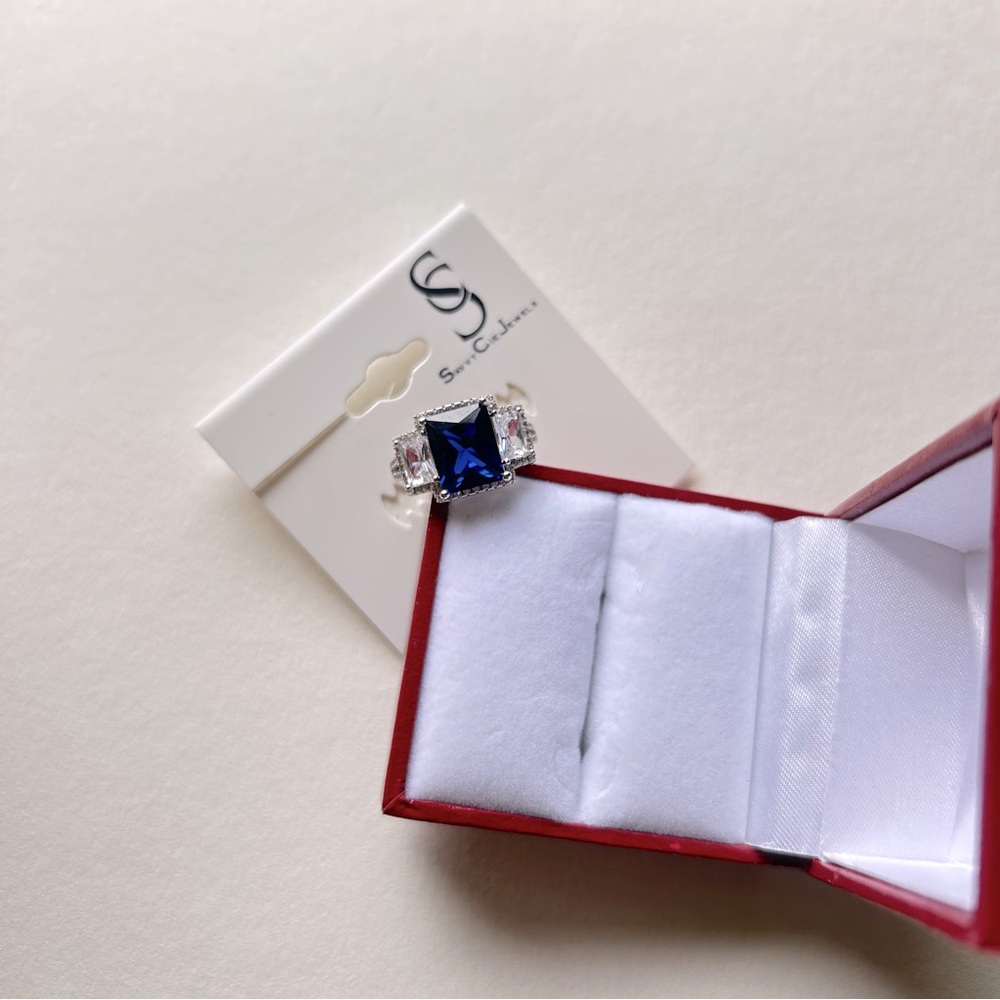 NWT Savvy Cie Jewels Sapphire Ring with Box
